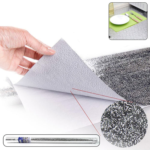 Roll of self-adhesive aluminium kitchen foil for surface protection.