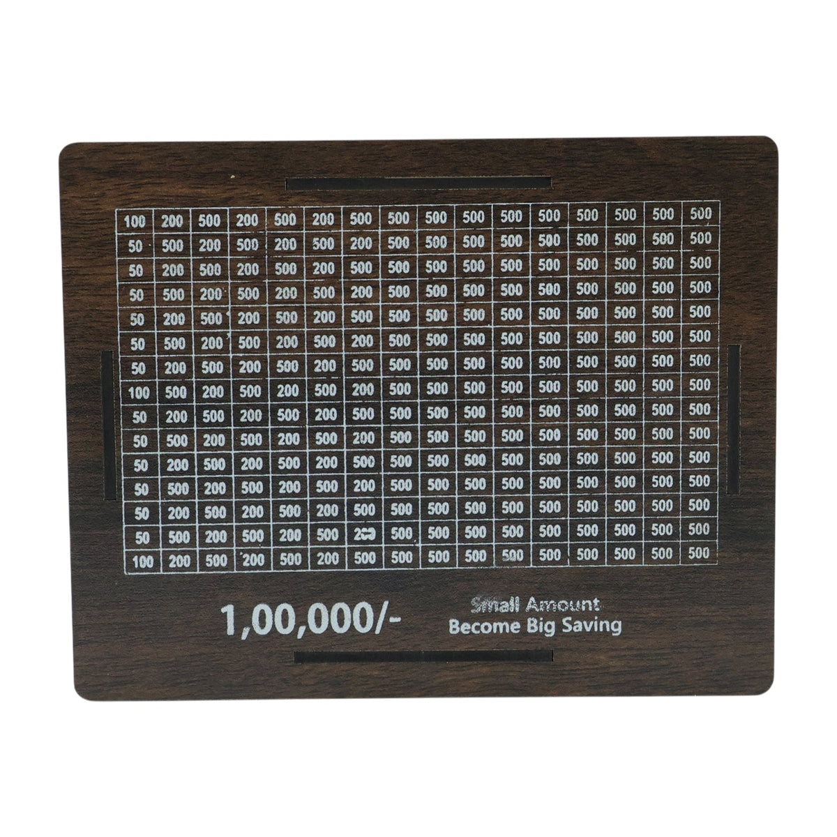 Savings tracker board with wooden piggy bank for savings goals