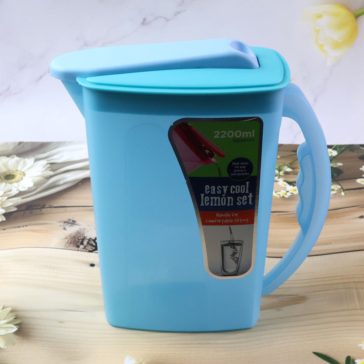 Kitchen water storage jug with lid for home beverage serving