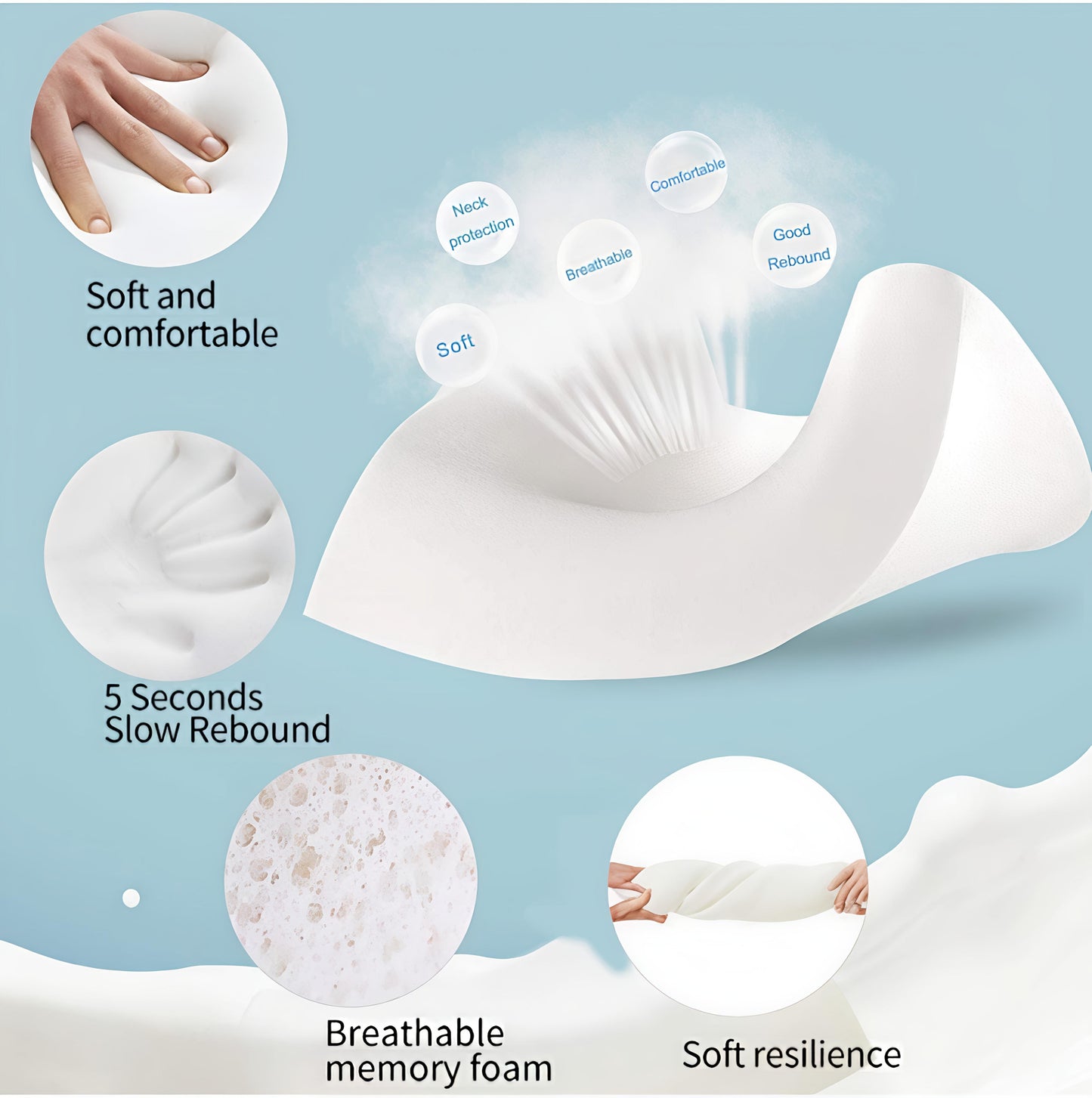 Memory Foam Solid Orthopaedic  Pillow White