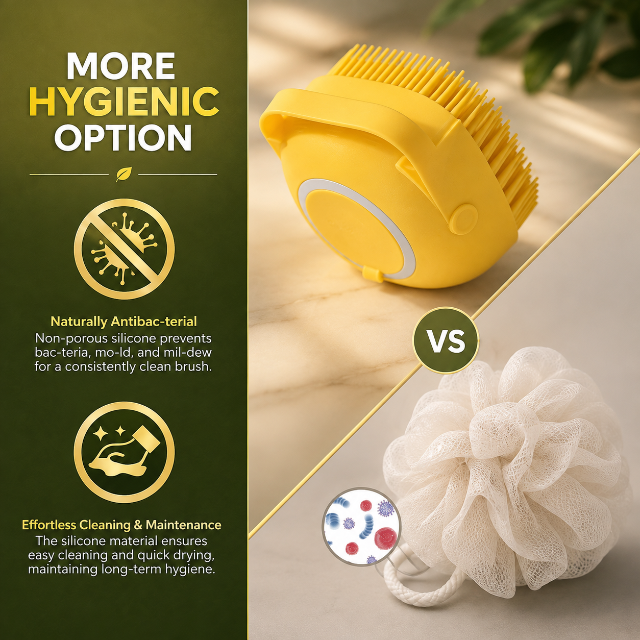 Silicone Bath Brush – Massage & Shampoo Dispenser for Shower