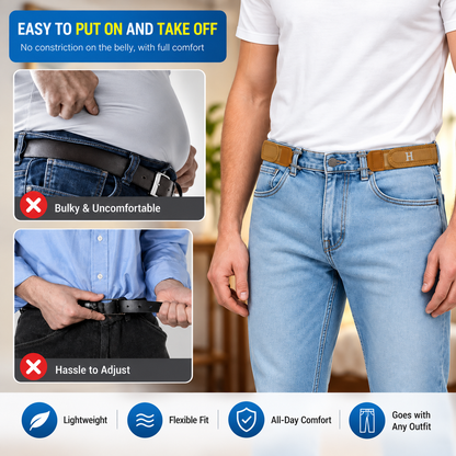Adjustable Buckleless Elastic Waist Belt Hooks for Jeans and Trousers (2 Pc Set)