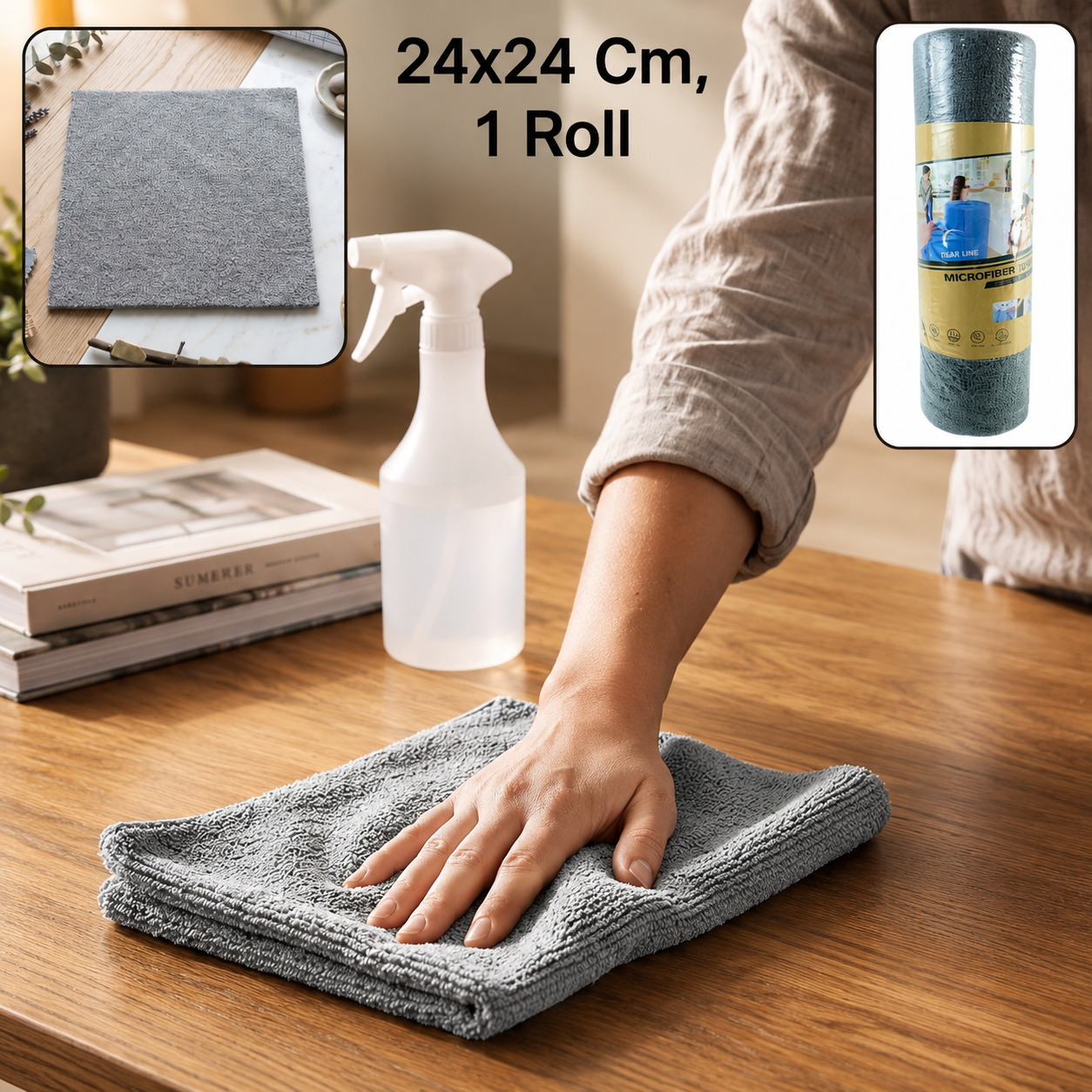 Disposable Cleaning Cloth Roll, Reusable Microfiber Kitchen Towel, Tear-Off (1 Roll)