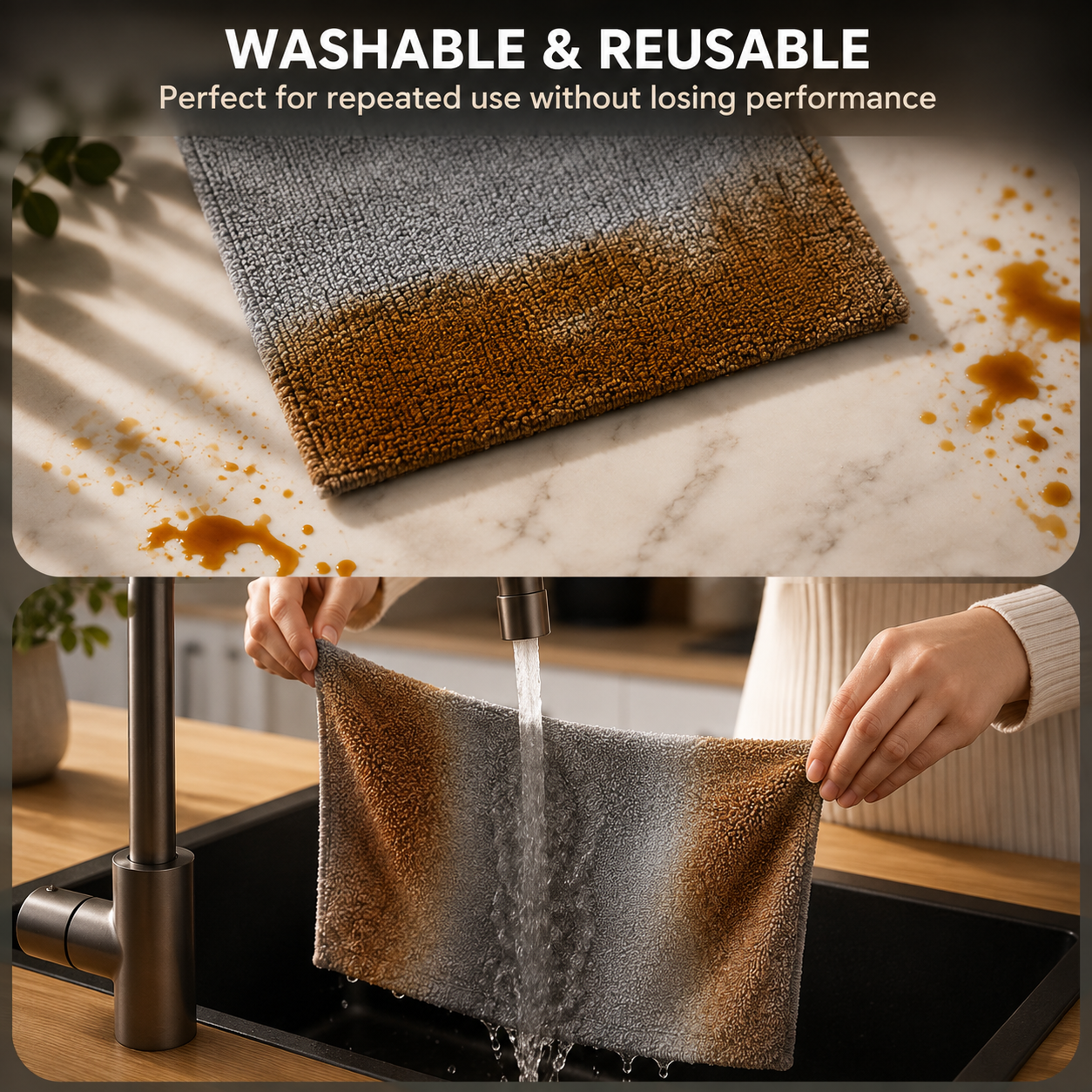 Disposable Cleaning Cloth Roll, Reusable Microfiber Kitchen Towel, Tear-Off (1 Roll)