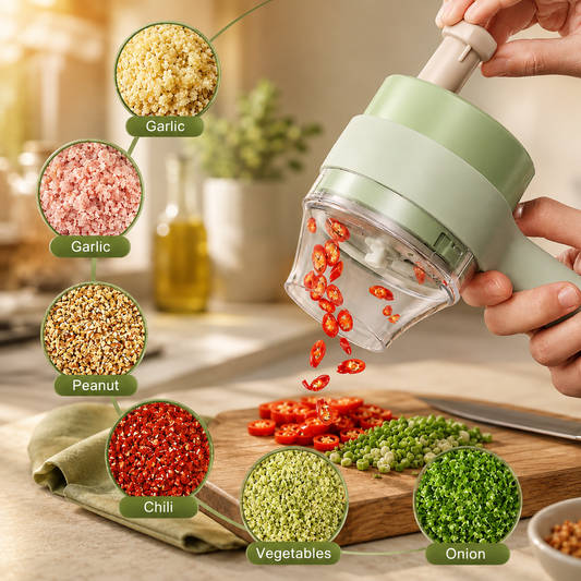 Electric Vegetable Cutter – 4-in-1 Handheld Slicer | Indo Glow