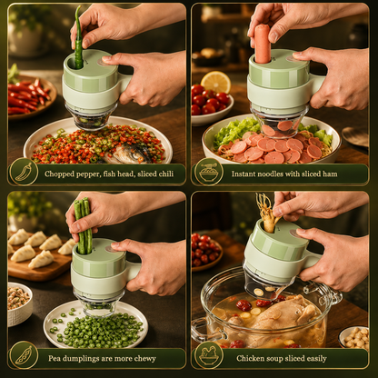 Electric Vegetable Cutter – 4-in-1 Handheld Slicer | Indo Glow