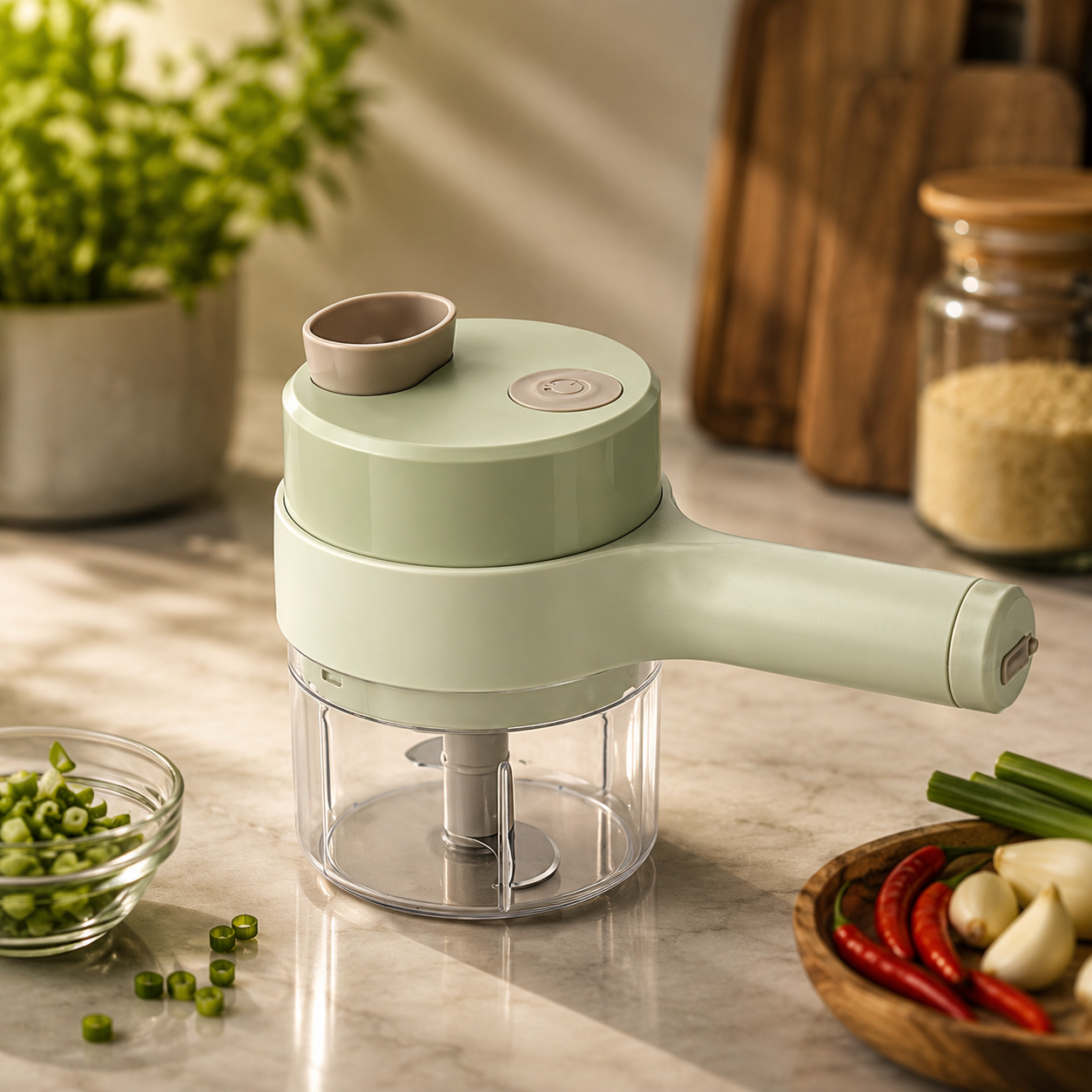 Electric Vegetable Cutter – 4-in-1 Handheld Slicer | Indo Glow