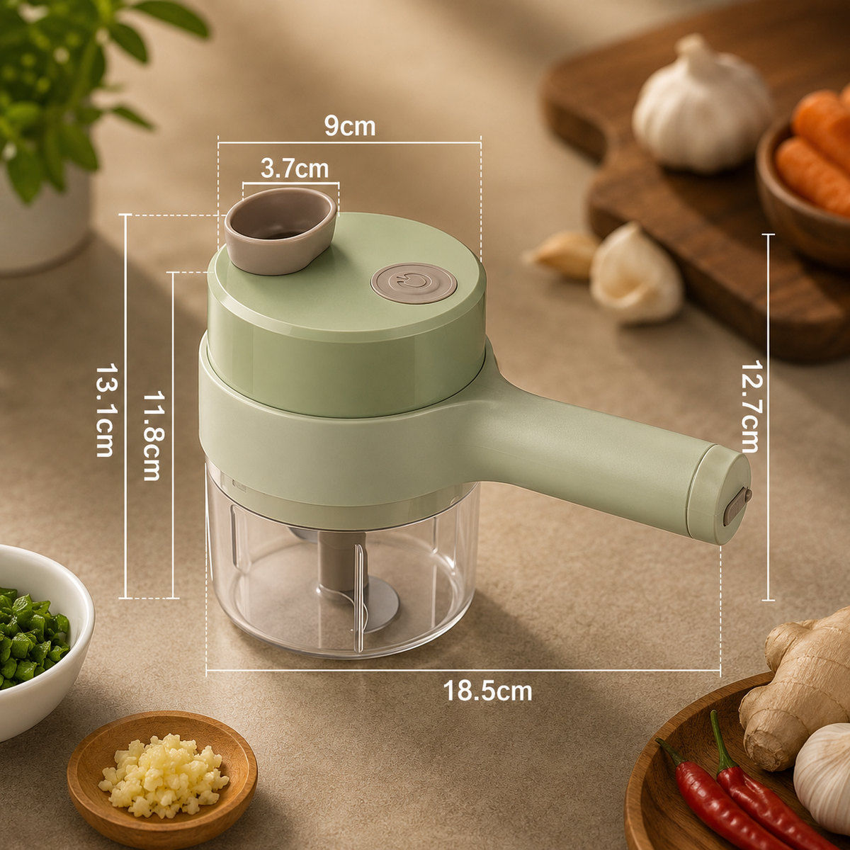 Electric Vegetable Cutter – 4-in-1 Handheld Slicer | Indo Glow