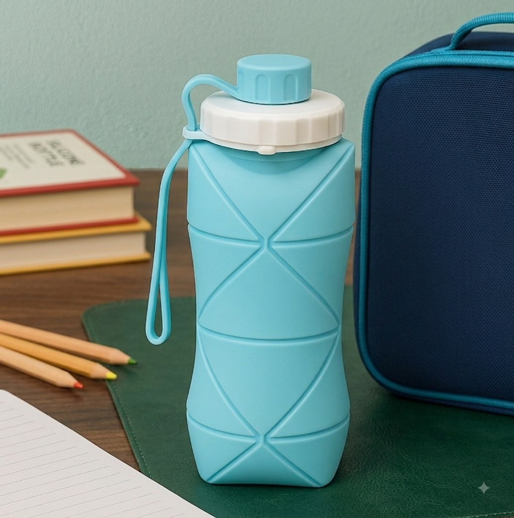 600ml Collapsible Silicone Water Bottle – Foldable & Leakproof