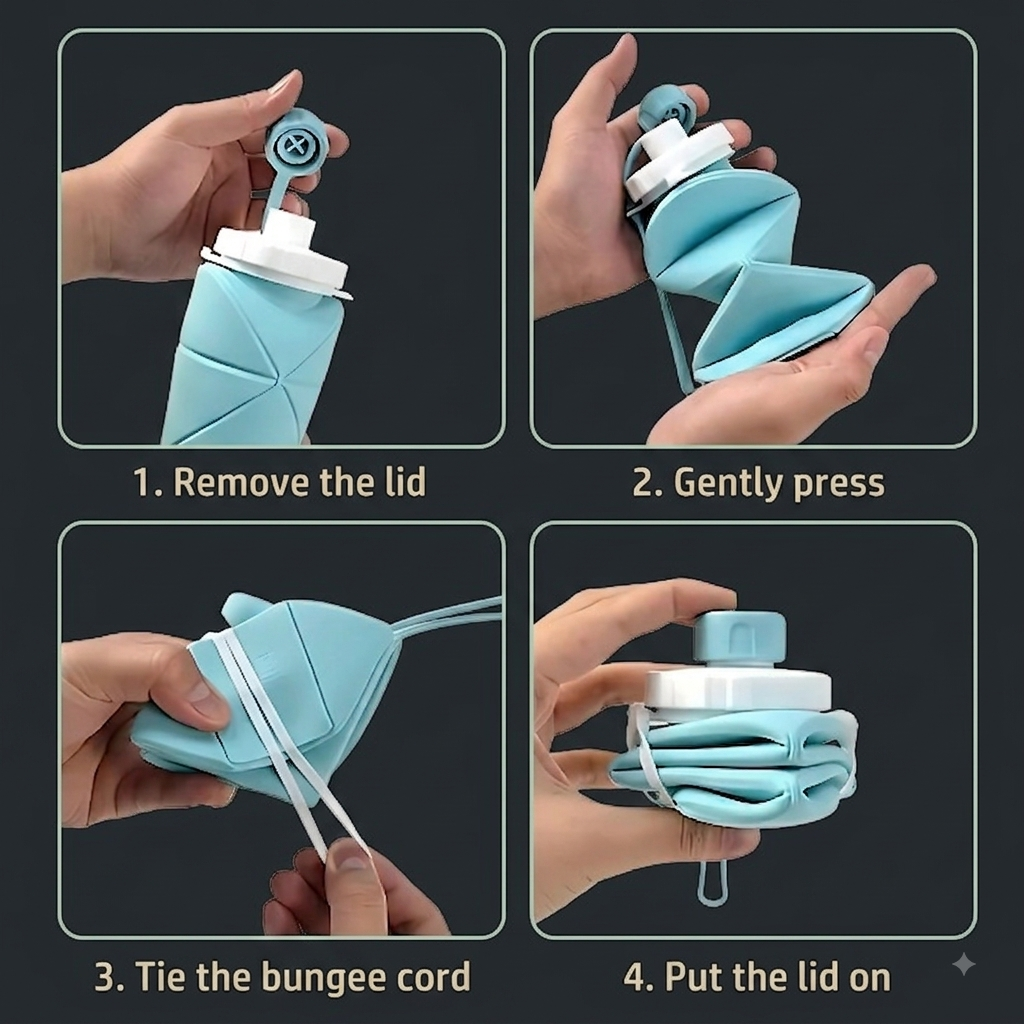 600ml Collapsible Silicone Water Bottle – Foldable & Leakproof