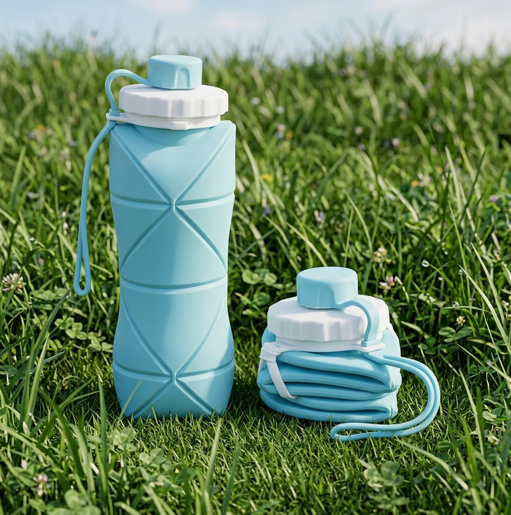 600ml Collapsible Silicone Water Bottle – Foldable & Leakproof