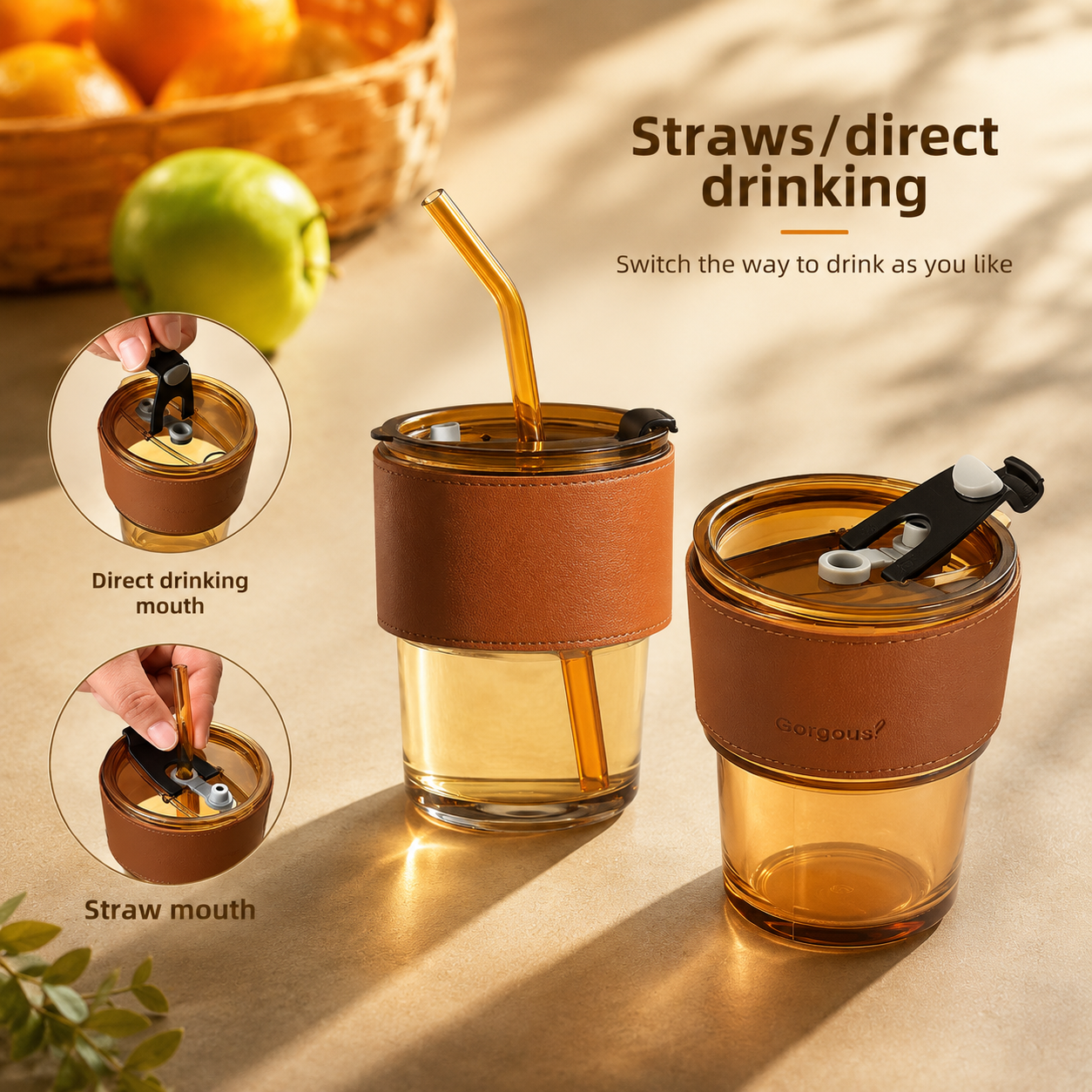 Glass Coffee Mug – Leakproof & Travel-Friendly