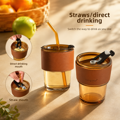 Glass Coffee Mug – Leakproof & Travel-Friendly