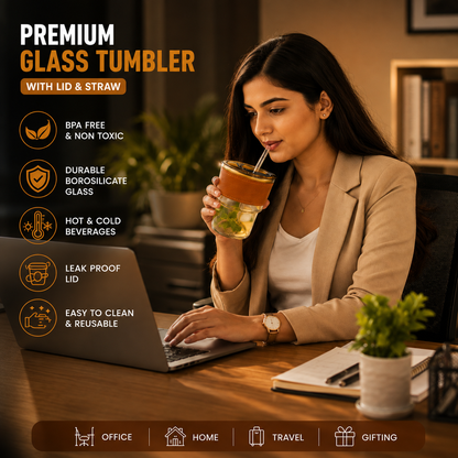 Glass Coffee Mug – Leakproof & Travel-Friendly