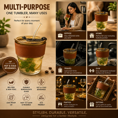 Glass Coffee Mug – Leakproof & Travel-Friendly