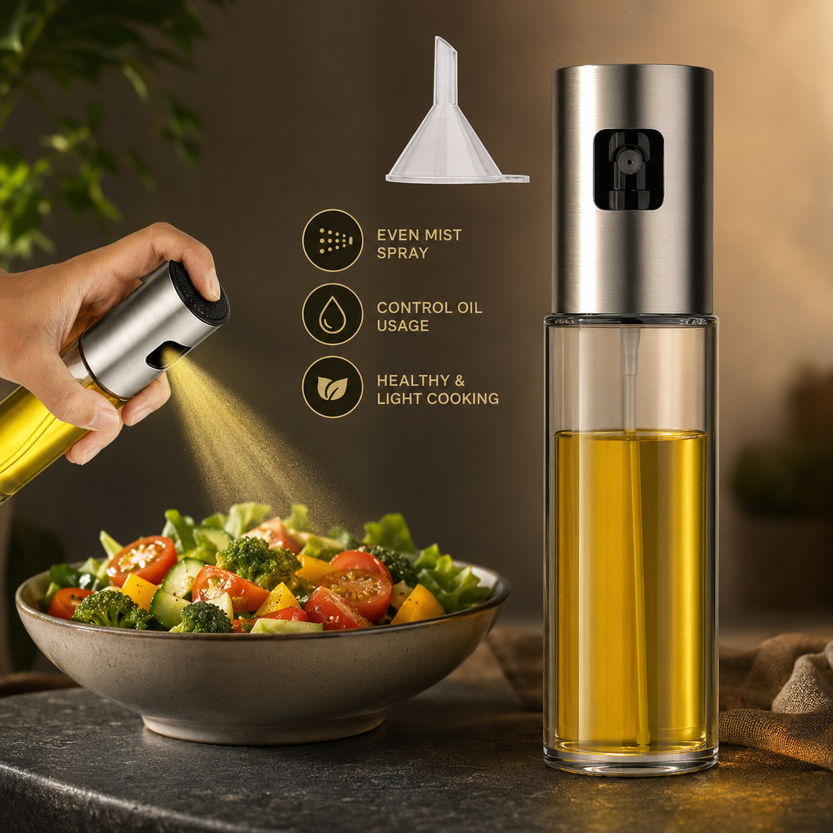 Oil Sprayer Dispenser – 100ml Glass Bottle for Cooking