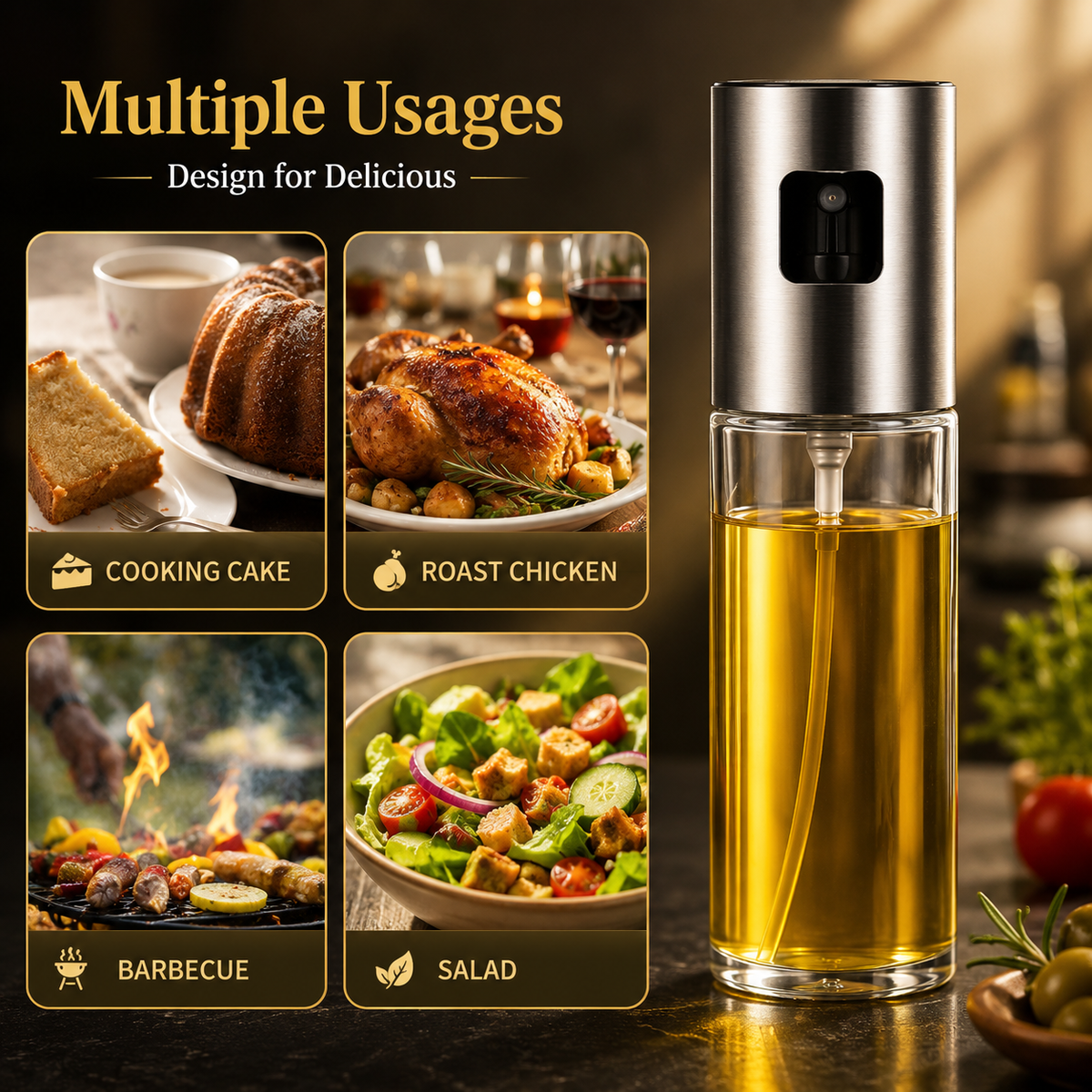Oil Sprayer Dispenser – 100ml Glass Bottle for Cooking