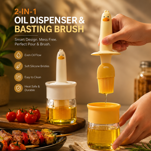 Oil Dispenser Bottle – 2-in-1 with Silicone Brush