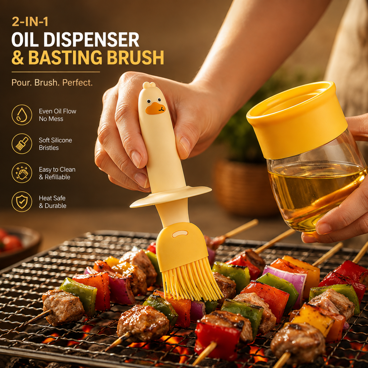 Oil Dispenser Bottle – 2-in-1 with Silicone Brush