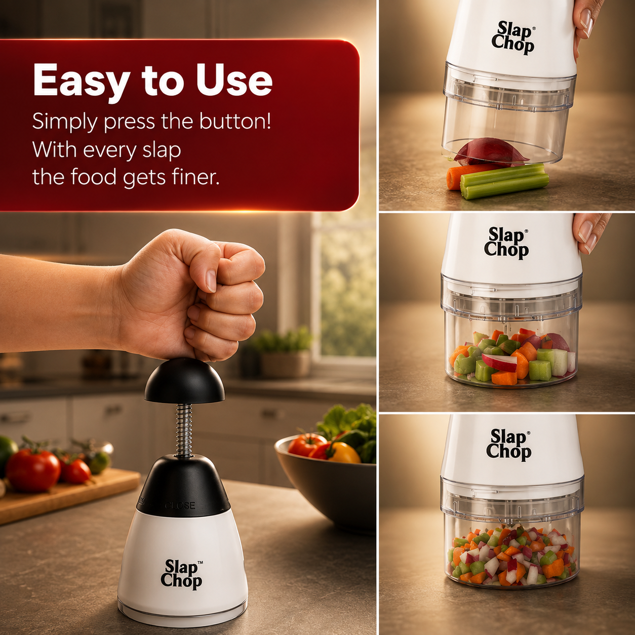 Vegetable & Fruit Chopper – Manual Slap Chop for Quick Prep