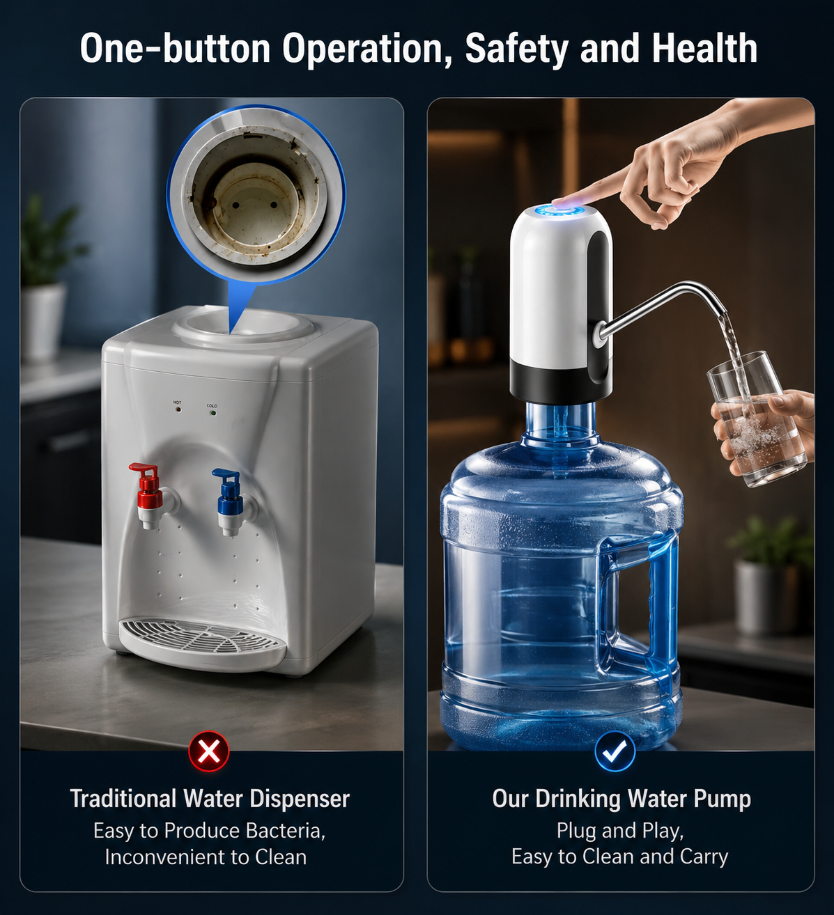 Automatic Water Pump – USB Rechargeable for 20L Bottles | Tidy Table
