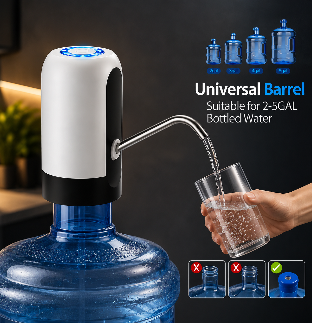 Automatic Water Pump – USB Rechargeable for 20L Bottles | Tidy Table