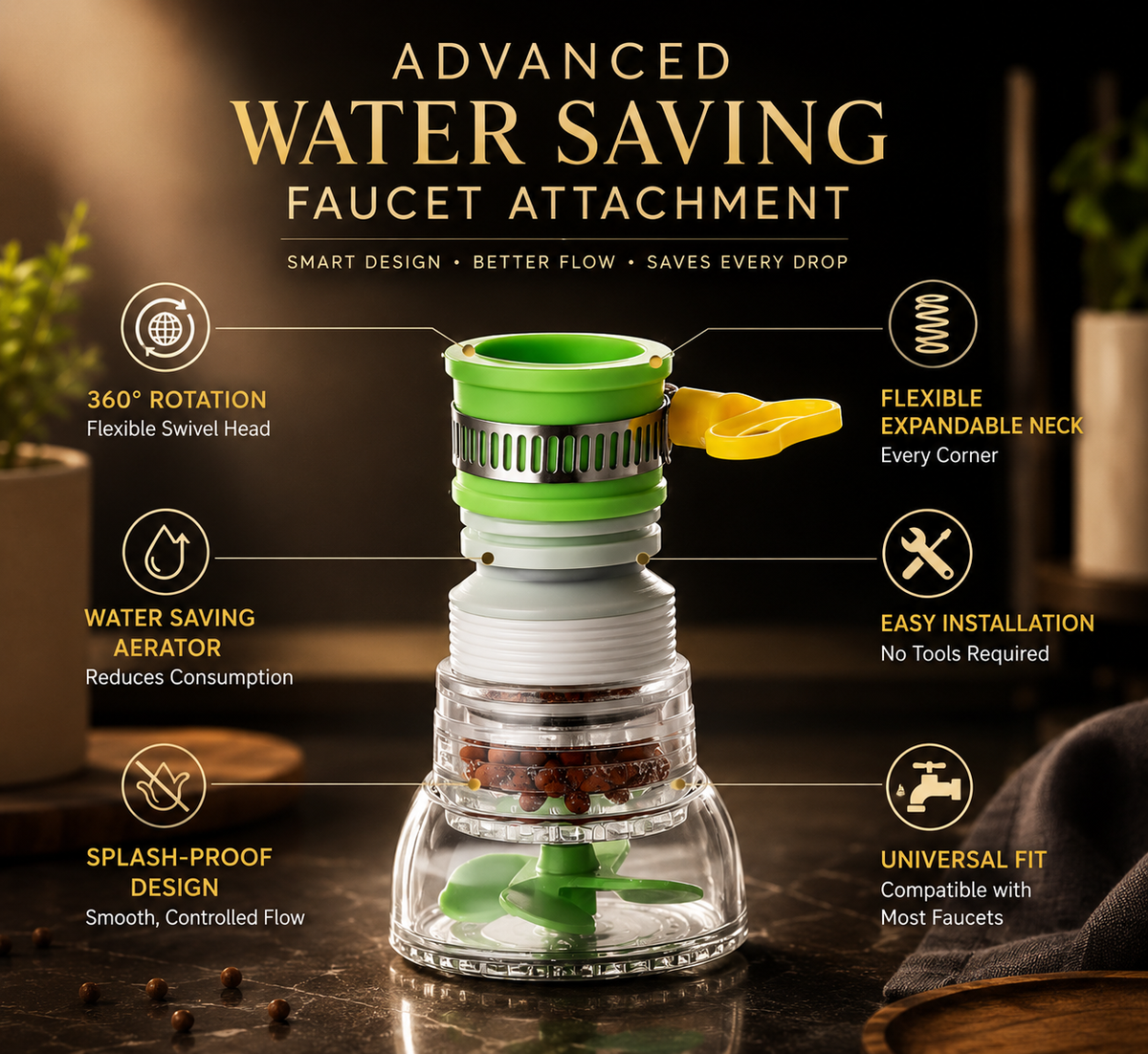 Water Saving Faucet – 360° Rotating Sprayer