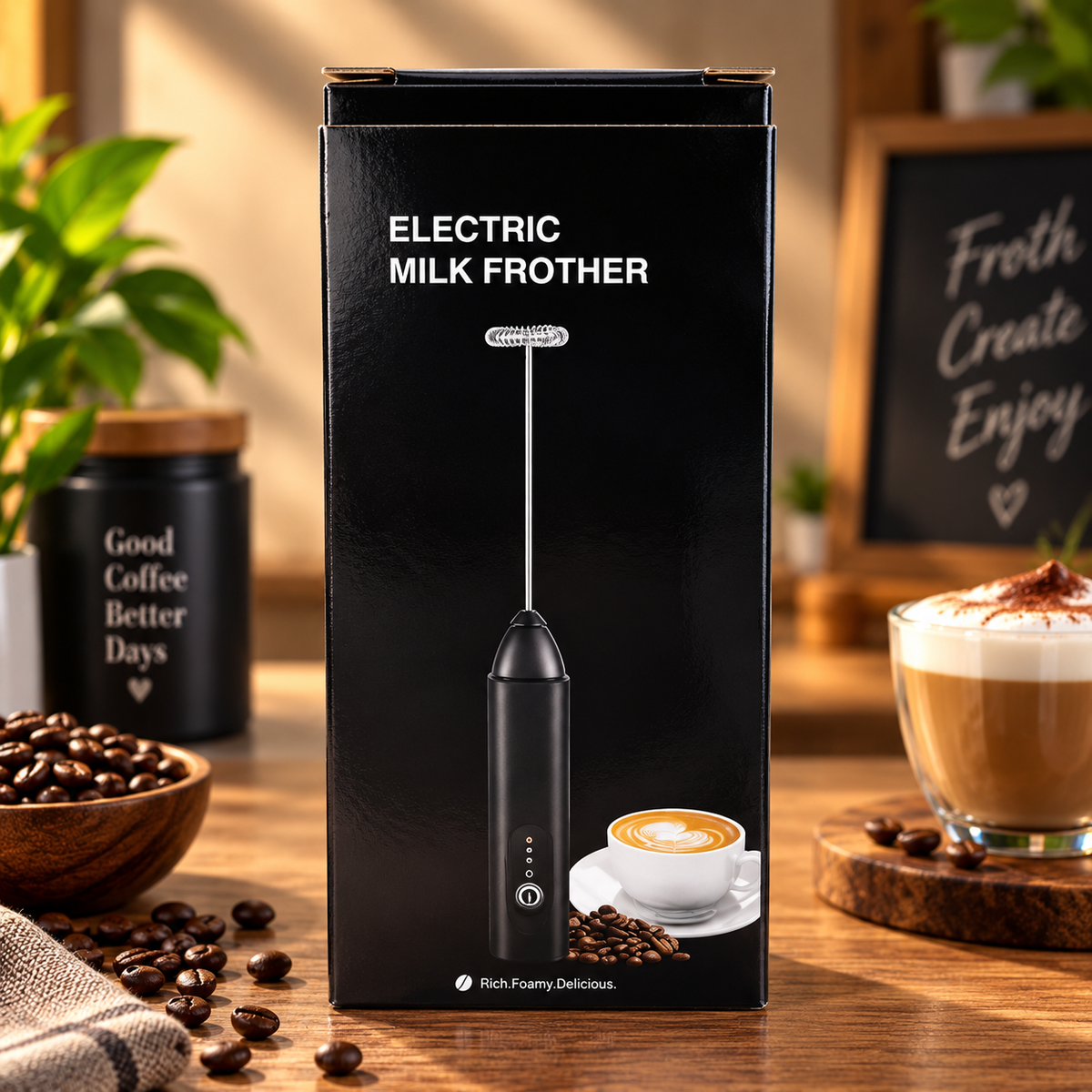Electric Handheld Milk Frother – Portable Stainless Steel Whisk