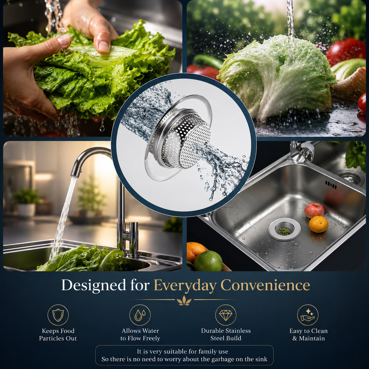 Stainless Steel Sink Strainer – Durable Anti-Clog | Indo Glow